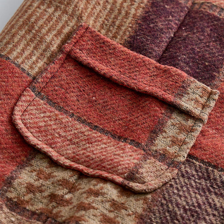 Men's Warm Tone Patchwork Mixed Herringbone Pattern Suit Vest - image 7