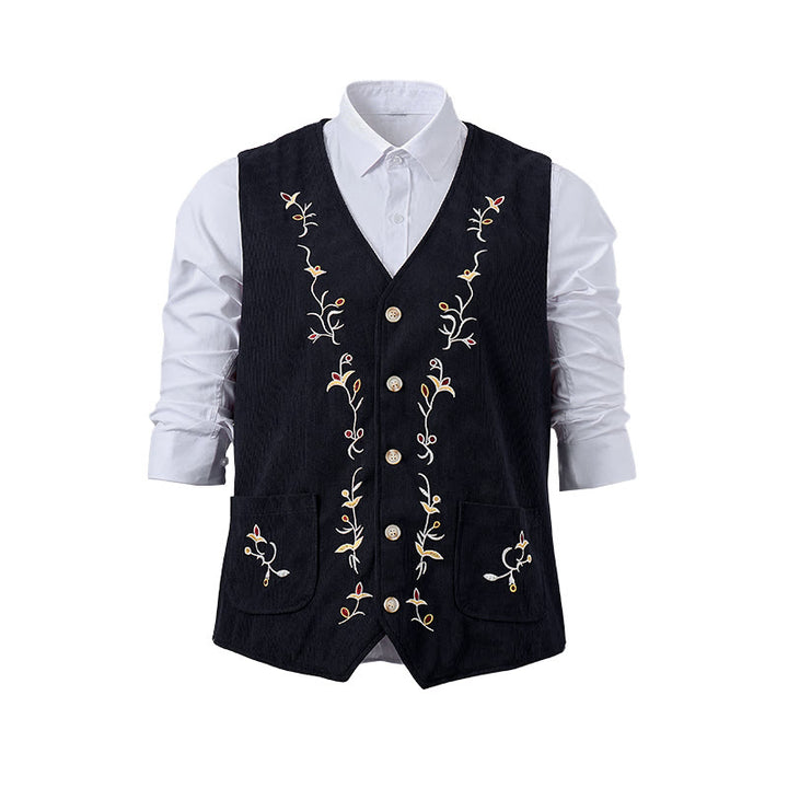 Men's Elegant Floral Vine Embroidered Suit Vest - image 14