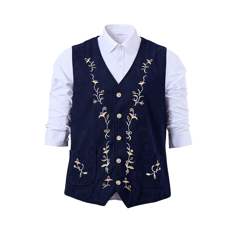 Men's Elegant Floral Vine Embroidered Suit Vest - image 0