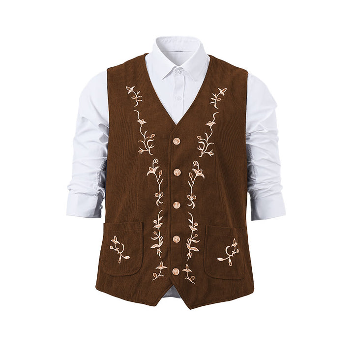 Men's Elegant Floral Vine Embroidered Suit Vest - image 13