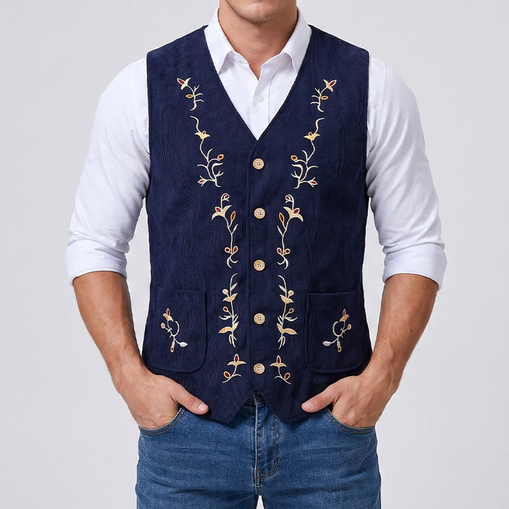 Men's Elegant Floral Vine Embroidered Suit Vest - image 2