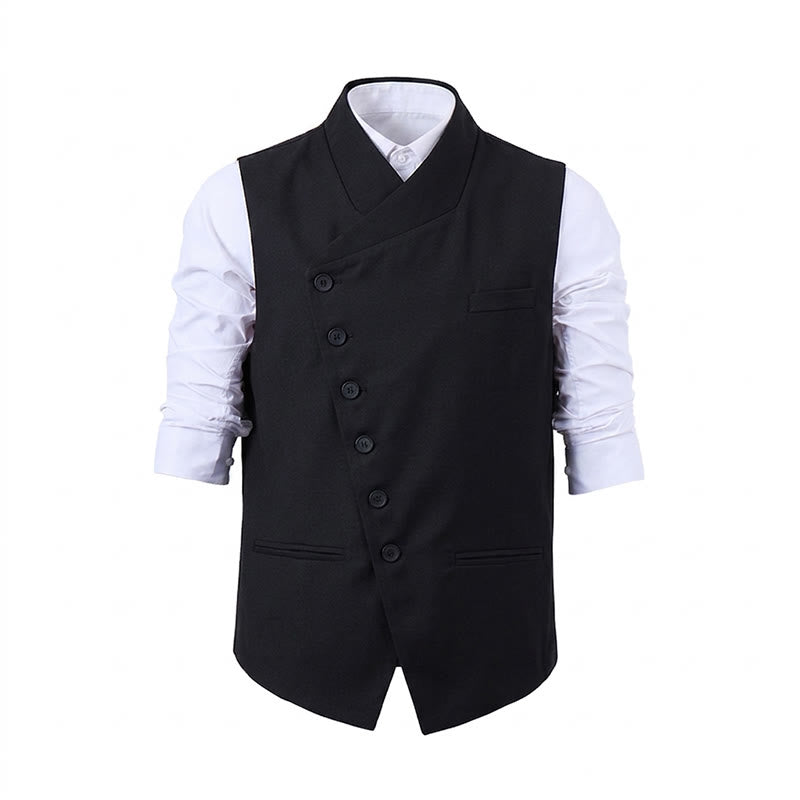 Men's Modern Tailored Asymmetric Lapel Formal Suit Vest - image 12