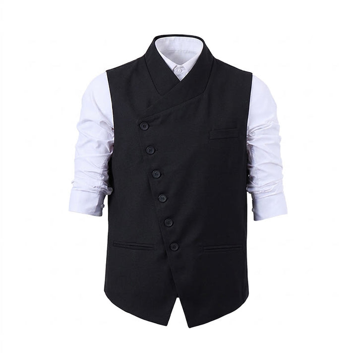 Men's Modern Tailored Asymmetric Lapel Formal Suit Vest - image 12