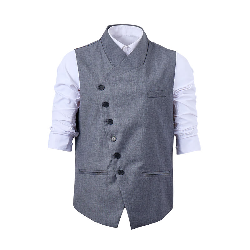 Men's Modern Tailored Asymmetric Lapel Formal Suit Vest - image 10