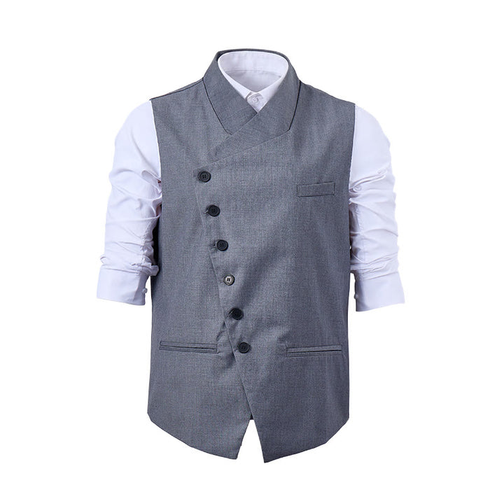 Men's Modern Tailored Asymmetric Lapel Formal Suit Vest - image 0