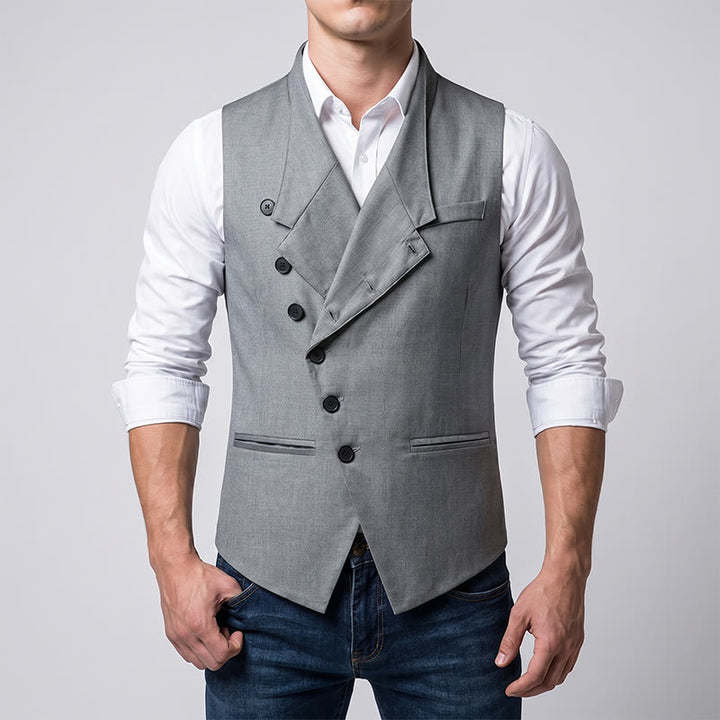 Men's Modern Tailored Asymmetric Lapel Formal Suit Vest - image 2
