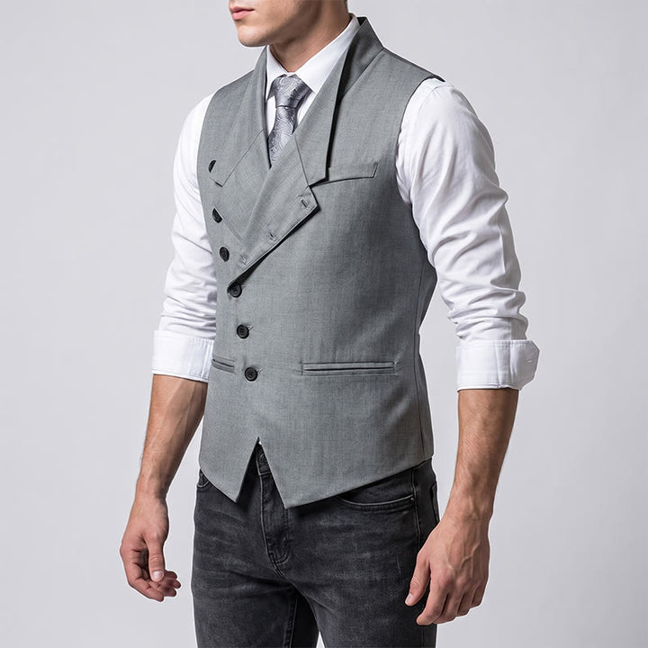 Men's Modern Tailored Asymmetric Lapel Formal Suit Vest - image 2