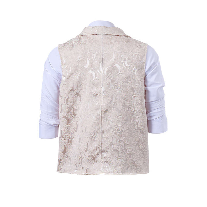 Men's Double-Breasted Floral Jacquard Suit Vest With Chain Detail - image 12