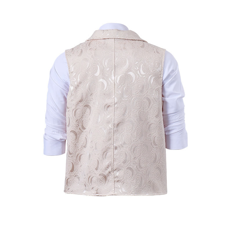 Men's Double-Breasted Floral Jacquard Suit Vest With Chain Detail - image 11