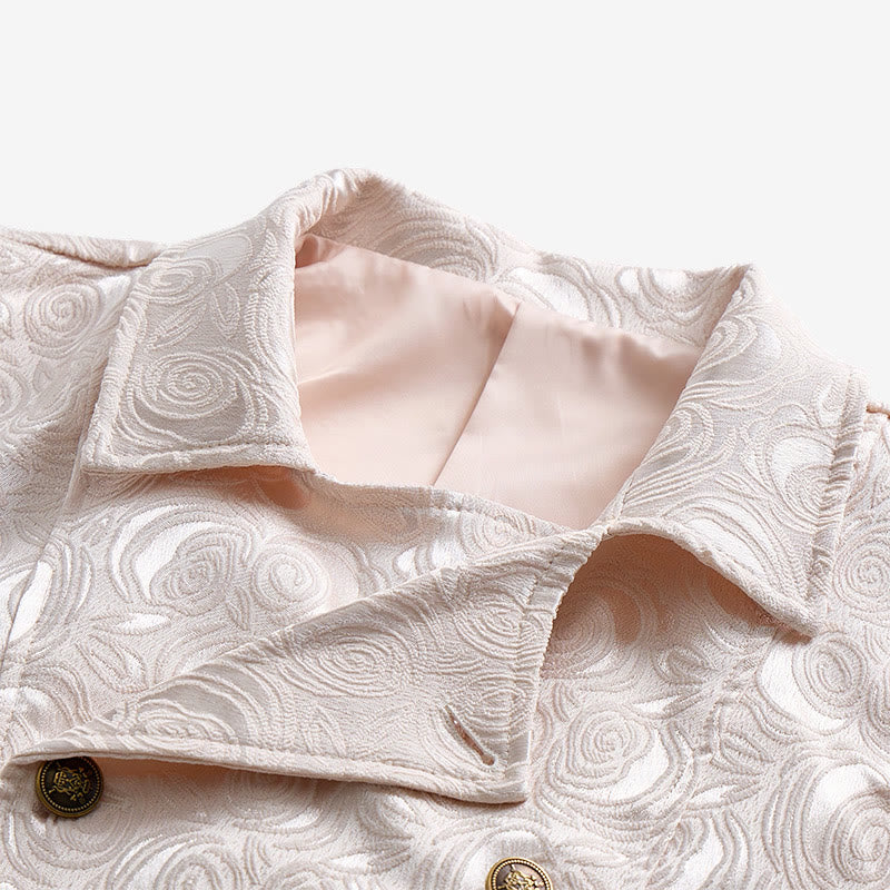 Men's Double-Breasted Floral Jacquard Suit Vest With Chain Detail - image 6