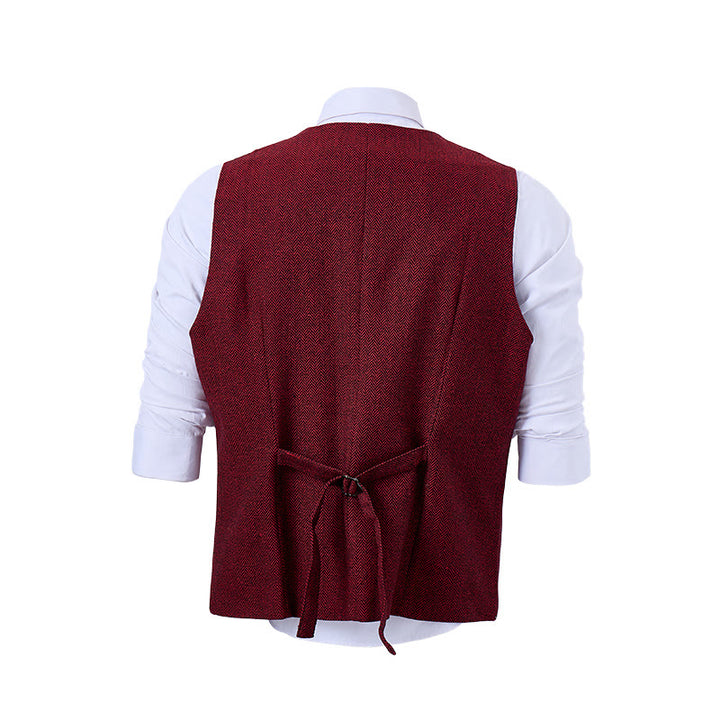 Men's Refined Layered-Look Herringbone Suit Vest - image 11