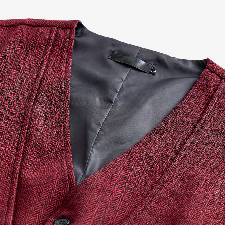 Men's Refined Layered-Look Herringbone Suit Vest - image 5