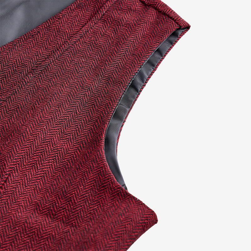 Men's Refined Layered-Look Herringbone Suit Vest - image 9
