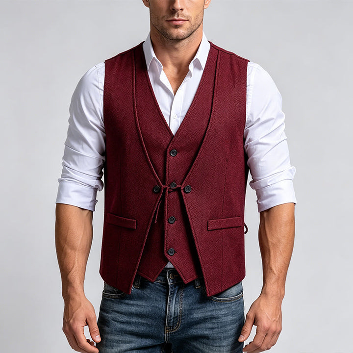 Men's Refined Layered-Look Herringbone Suit Vest - image 2