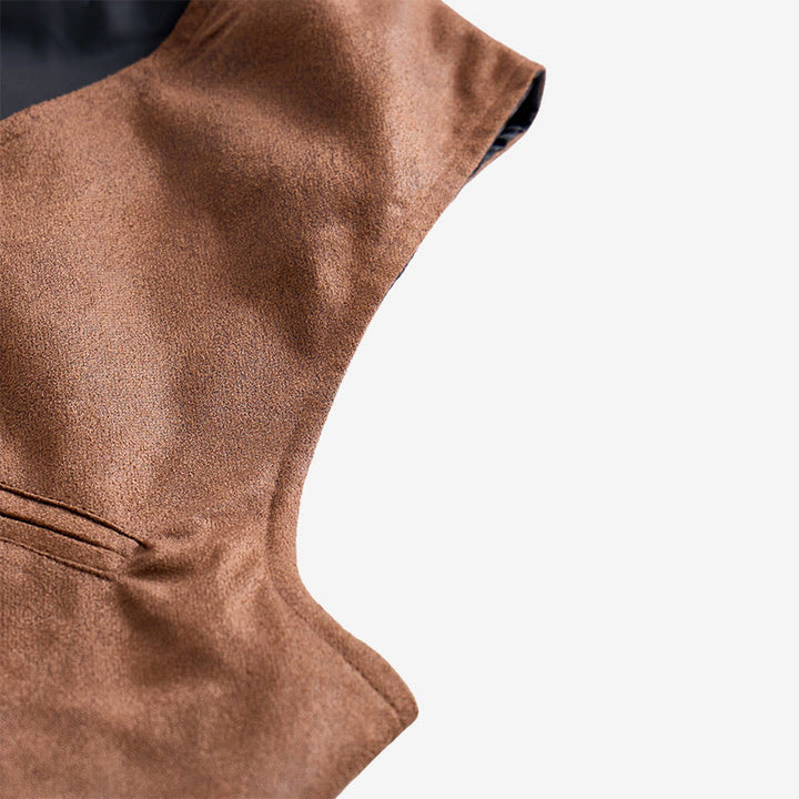 Men's Faux Suede Single-Breasted Western Suit Vest - image 8