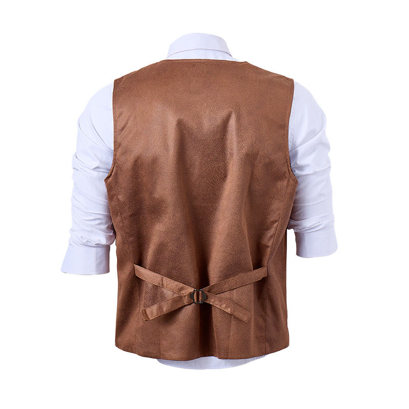Men's Faux Suede Single-Breasted Western Suit Vest - image 10