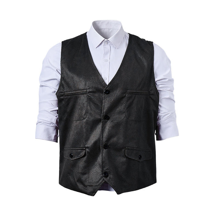 Men's Faux Suede Single-Breasted Western Suit Vest - image 11