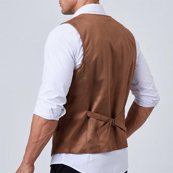 Men's Faux Suede Single-Breasted Western Suit Vest - image 3
