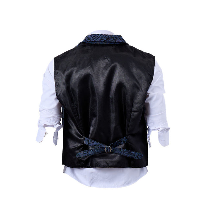 Men's Victorian-Inspired Paisley Jacquard Notch Lapel Suit Vest - image 16