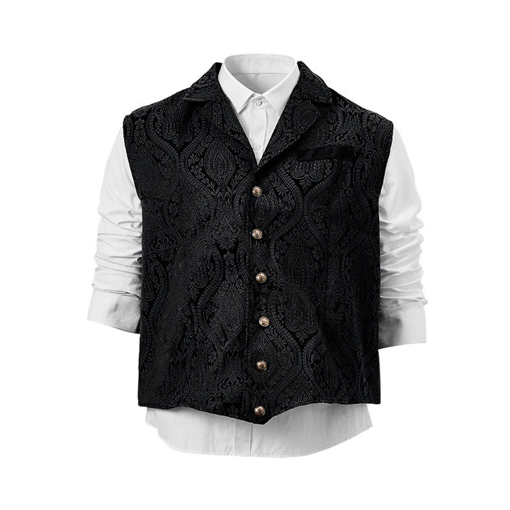 Men's Victorian-Inspired Paisley Jacquard Notch Lapel Suit Vest - image 17