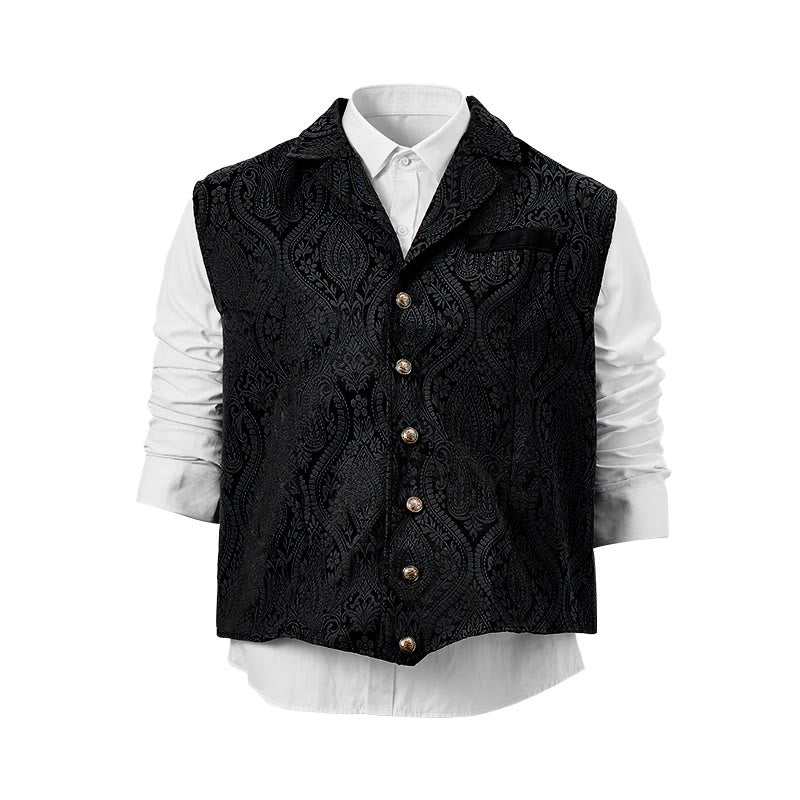Men's Victorian-Inspired Paisley Jacquard Notch Lapel Suit Vest - image 19