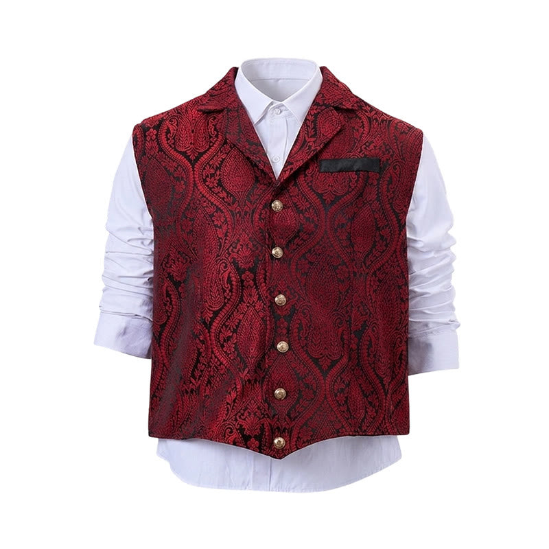 Men's Victorian-Inspired Paisley Jacquard Notch Lapel Suit Vest - image 24