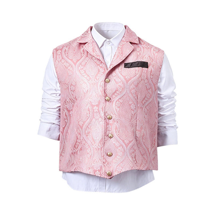 Men's Victorian-Inspired Paisley Jacquard Notch Lapel Suit Vest - image 22
