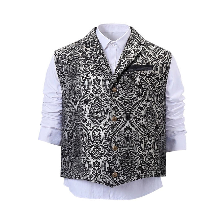 Men's Victorian-Inspired Paisley Jacquard Notch Lapel Suit Vest - image 23