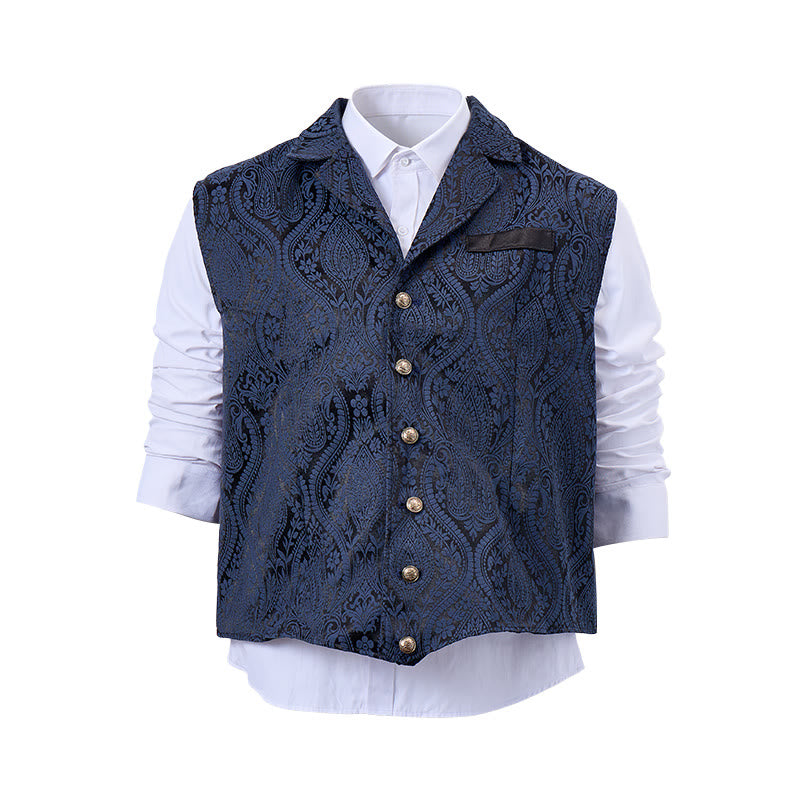 Men's Victorian-Inspired Paisley Jacquard Notch Lapel Suit Vest - image 15