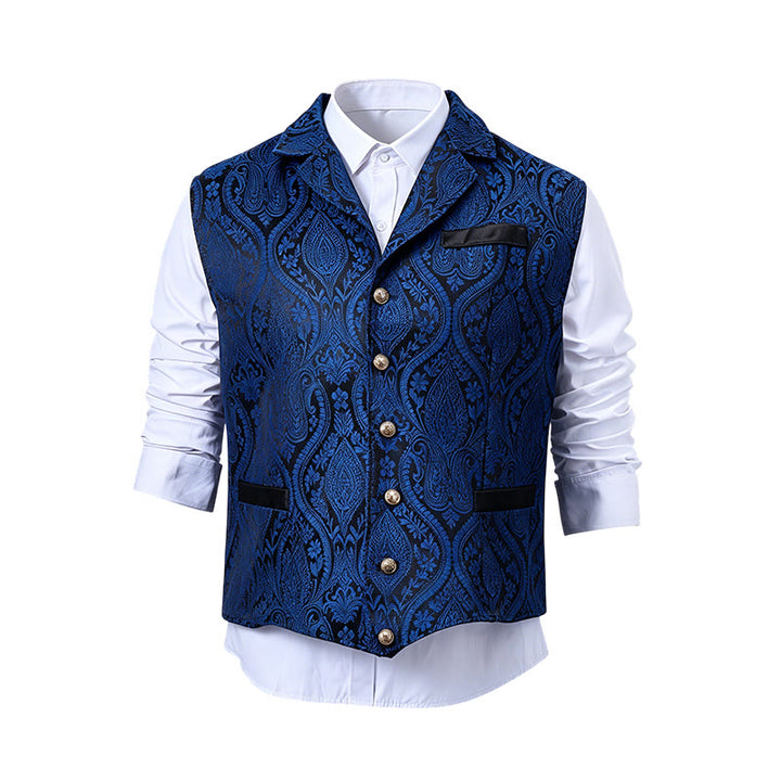 Men's Victorian-Inspired Paisley Jacquard Notch Lapel Suit Vest - image 25