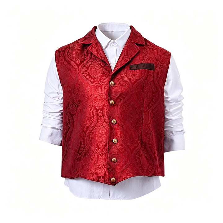 Men's Victorian-Inspired Paisley Jacquard Notch Lapel Suit Vest - image 20