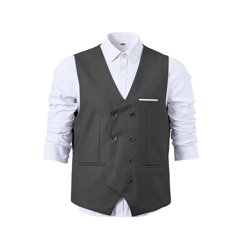 Men's Solid Color Double-Breasted Tuxedo Style Suit Vest - image 25