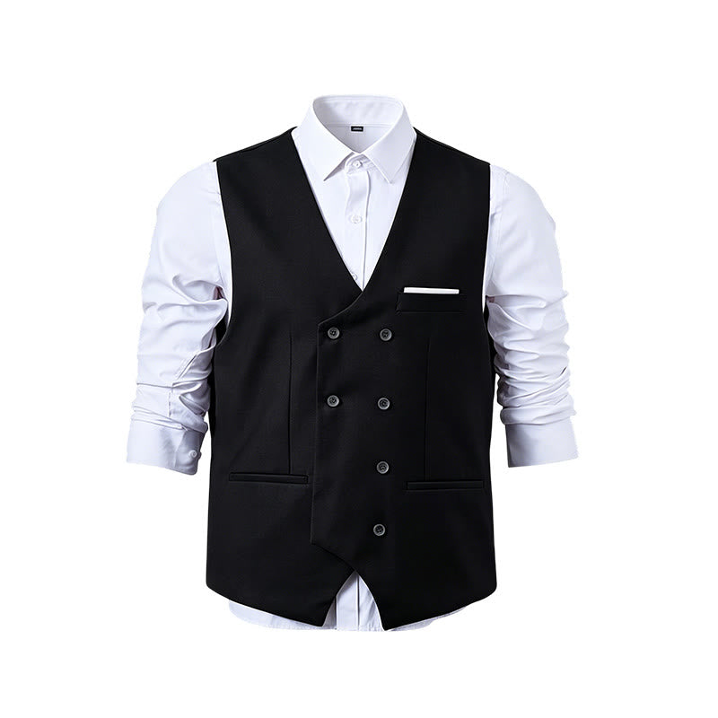 Men's Solid Color Double-Breasted Tuxedo Style Suit Vest - image 26