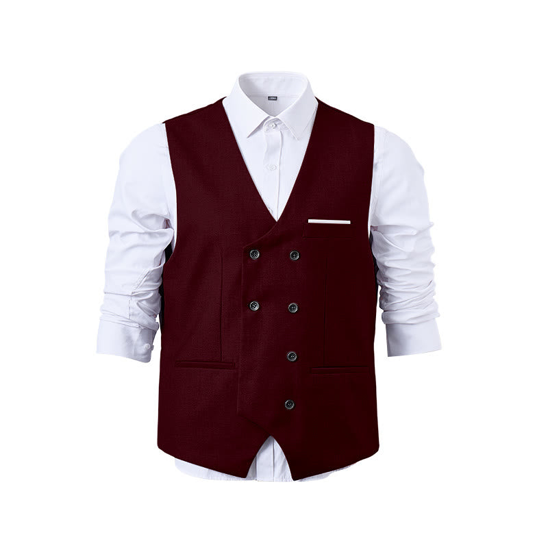 Men's Solid Color Double-Breasted Tuxedo Style Suit Vest - image 28
