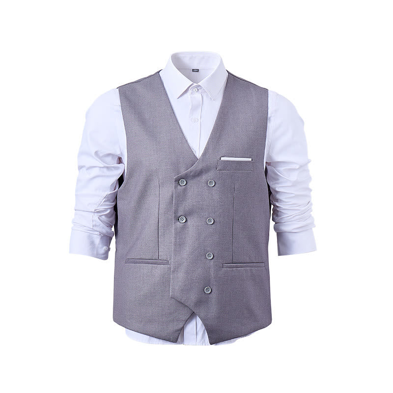 Men's Solid Color Double-Breasted Tuxedo Style Suit Vest - image 0