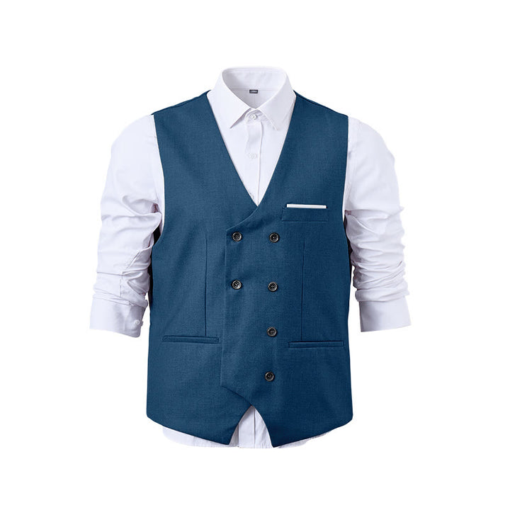 Men's Solid Color Double-Breasted Tuxedo Style Suit Vest - image 32