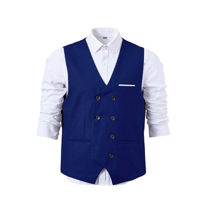 Men's Solid Color Double-Breasted Tuxedo Style Suit Vest - image 31