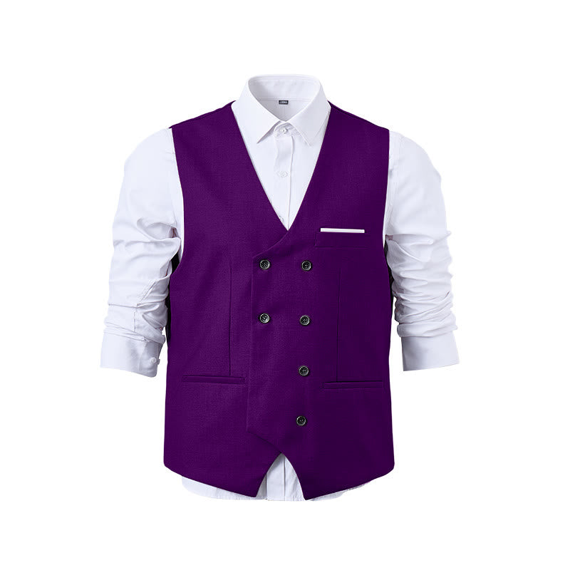 Men's Solid Color Double-Breasted Tuxedo Style Suit Vest - image 34