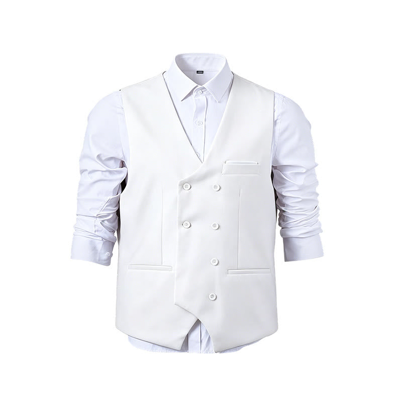 Men's Solid Color Double-Breasted Tuxedo Style Suit Vest - image 23