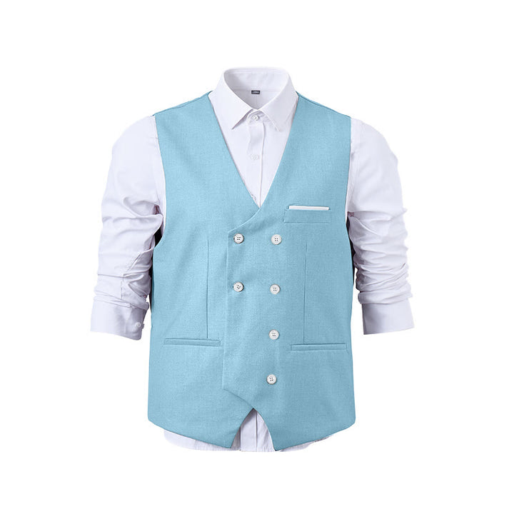 Men's Solid Color Double-Breasted Tuxedo Style Suit Vest - image 30