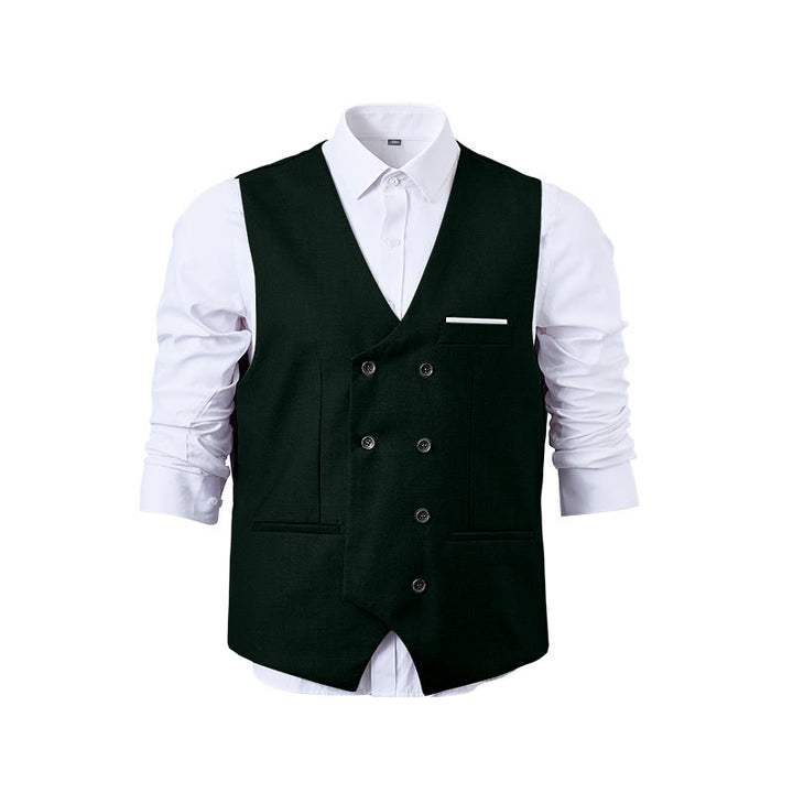 Men's Solid Color Double-Breasted Tuxedo Style Suit Vest - image 29