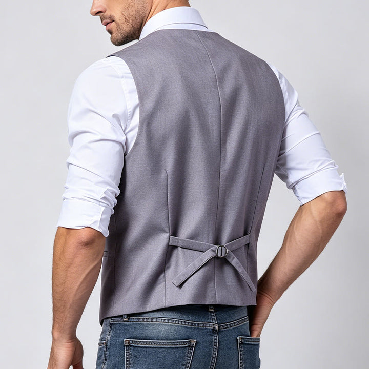 Men's Solid Color Double-Breasted Tuxedo Style Suit Vest - image 4