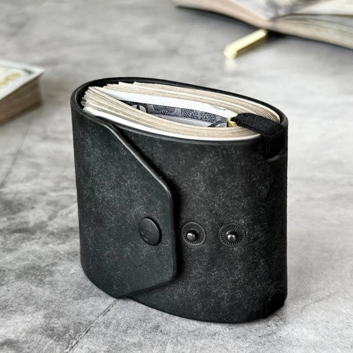 Minimalist Edc Leather Cash Scroll Wallet With Snap Closure - image 1