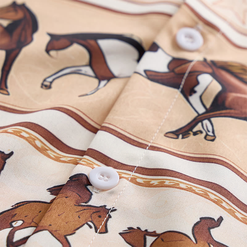 Men's Striped Horse & Star Equestrian Print Western Shirt - image 5