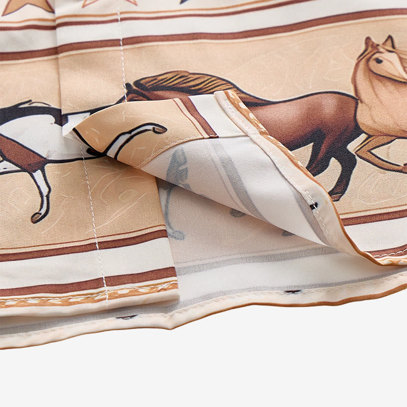 Men's Striped Horse & Star Equestrian Print Western Shirt - image 6