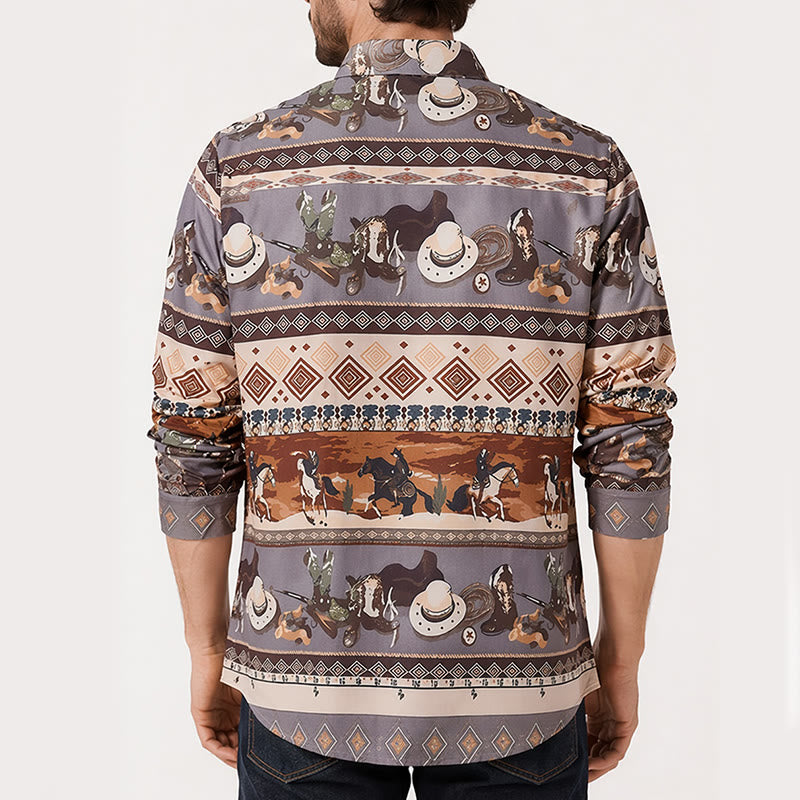 Men's Western Desert Rider & Tribal Pattern Shirt - image 2