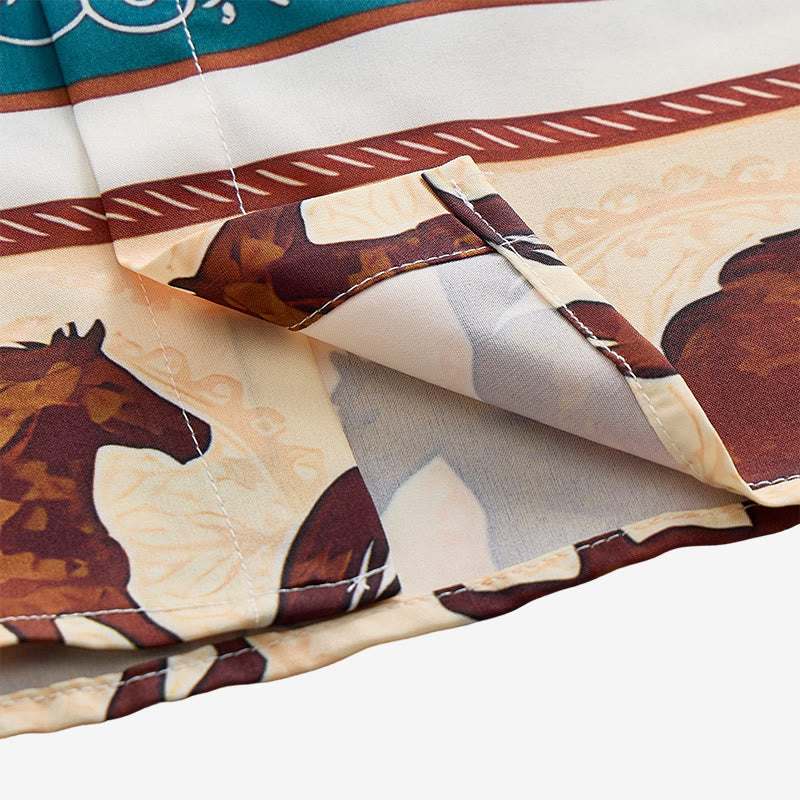 Men's Retro Western Horse & Ornate Border Print Shirt - image 7