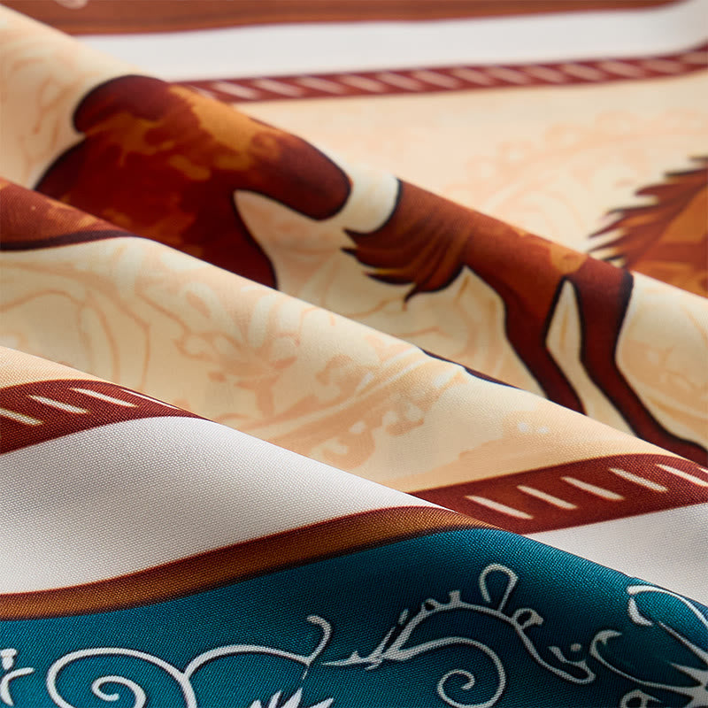 Men's Retro Western Horse & Ornate Border Print Shirt - image 6