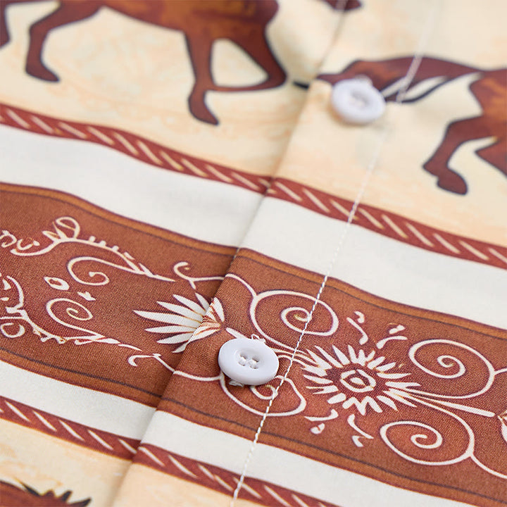 Men's Retro Western Horse & Ornate Border Print Shirt - image 5
