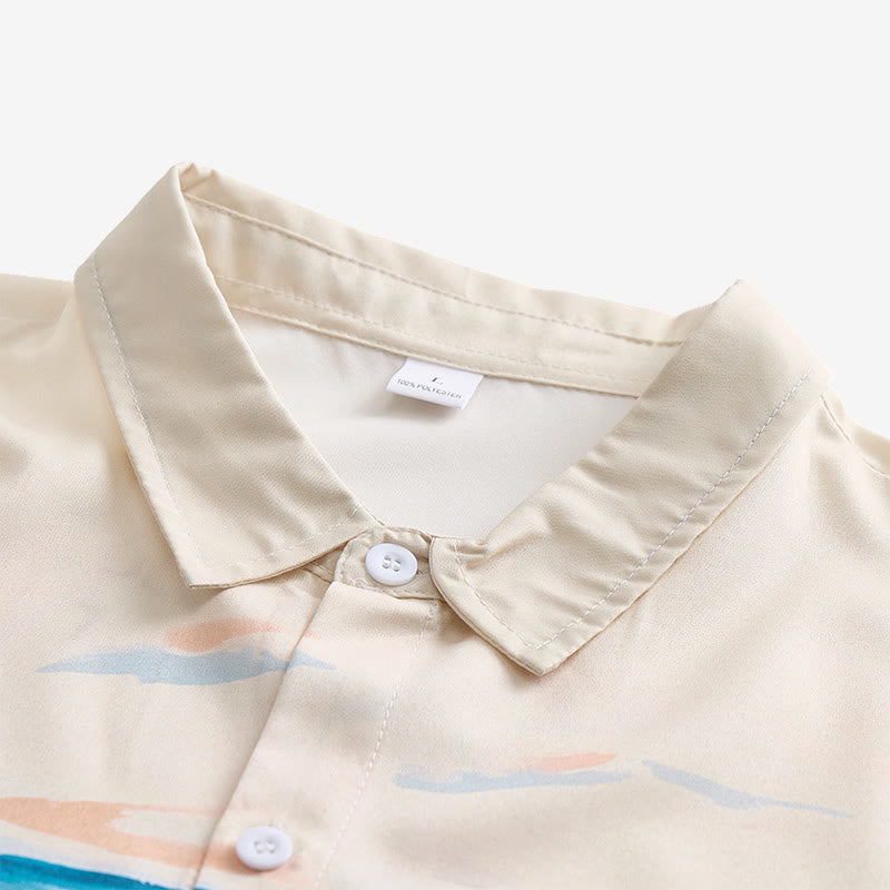 Men's Teal & Cream Western Cattle Drive Landscape Print Shirt - image 4